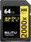 BILITU Carte mémoire SD professionnelle 64 Go, UHS-II, V90, Full HD et vidéo 4K, avec une vitesse de lecture allant jusqu'à 280 Mo/s, adaptée pour photographes professionnels, vidéastes et amateurs
