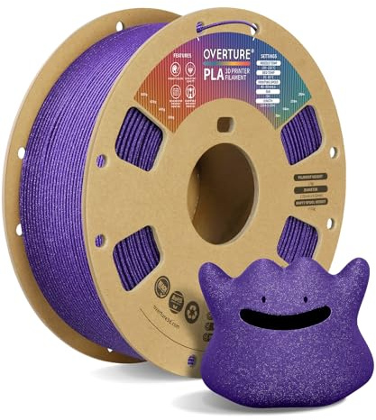 OVERTURE PLA Filament 1,75 mm Glitzer Violett | Glitzer-Effekt, 300 mm/s | Gleichmäßige Extrusion • Stärkere Zähigkeit • Maßhaltig ±0,02 mm • Sauber Gewickelte • Für gängige FDM-3D-Drucker