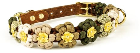 Hundehalsband Tierluxe Blumen Paracord (Braun, XXL Halsumfang 45-51 cm)