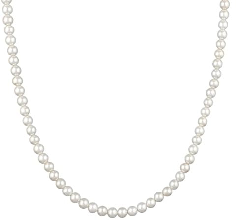 Kuzzoi Herren Halskette mit Muschelkernperlen (6 mm) für den Mann | Sterling Silber Perlenkette handgefertigt Länge: 50 cm