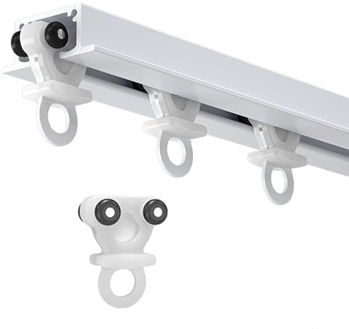 APMOE Versteckte Deckenvorhangschiene Einzelne, Versenkte Hochleistungs Vorhangschiene Deckenmontage, Aluminium Schiebegardinenschiene mit Glatten Rollen(Weiß,2.3m/7.54ft)