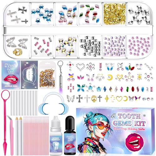 NLMWTI 42 Piezas Gemas Dentales Kit, Tooth Gems Kit Contiene 435 Diamantes, Kit de Gemas Dentales, Para DecoracióN De Dientes Reflectante Brillante, Adecuado Para Fiestas