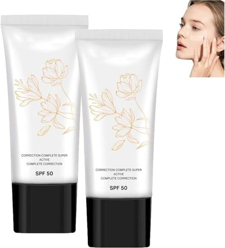 Koreanische farbwechselnde CC-Creme, koreanische CC-Creme mit LSF 50, korrigierende Creme mit voller Deckkraft, leichter Hautperfektor getönte Feuchtigkeitscreme (2 PCS)