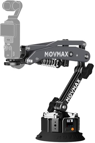 Movmax Blade Arm for DJI Osmo Pocket 3, Electronic Suction Cup Car Mount with Solar Charging & Air Pressure Monitoring, Camera Mount Rig with LCD Display & 1/4” Screw