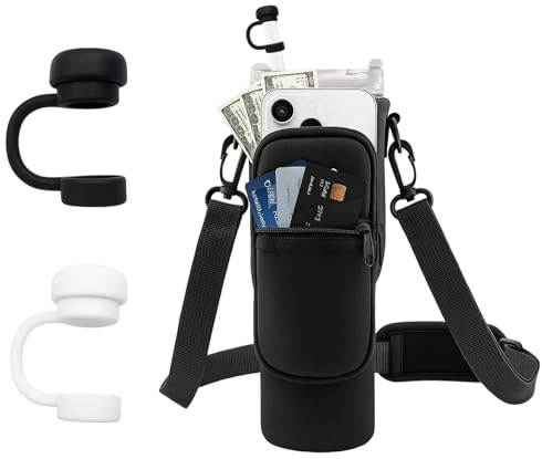 KRYMXAR 1 Stück Cup Tasche, Tasche Für Cup, Thermotasche Für Flaschen, Cup Holder, Flaschenhalter Zum Umhängen, Praktischer Schutz Für Sportflaschen, Mit Zwei Abdeckungen