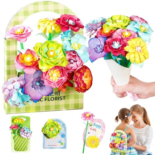 Yicenmy Bastelset Kinder ab 6 Jahre, Basteln mädchen, Wissenschaftliches Papierblumen Bastelset, Lustiges Gefärbte Paper Geschenke für Mädchen 4 5 6 7 8 Jahre