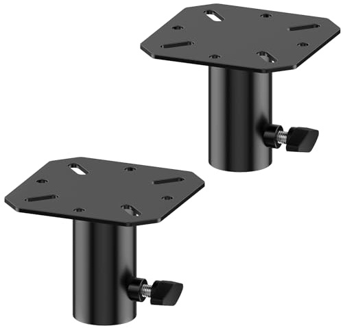 Metall-Lautsprecherständer-Montageplatte für Standard-Lautsprecherstange oder Stativständer mit 35 mm – 35 mm Lautsprecher-Adapterhalterung für Pro Audio DJ/PA-Lautsprecher, Ständeradapter, 2 Stück