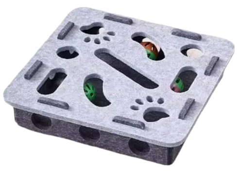 Osmond Puzzle Box Cat Toy Felt Puzzle Box with Ball for Indoor Exercise Sports Entertainment for Indoor Cats Grey