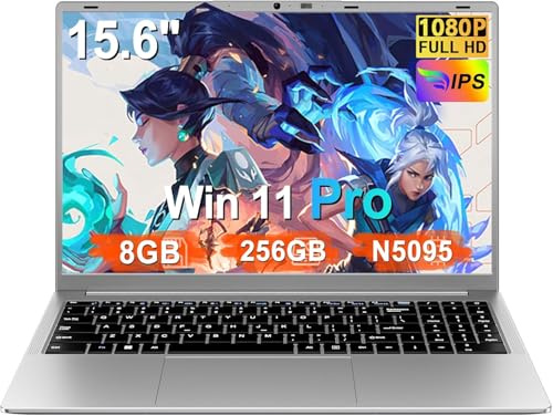 HUQPPQ 15.6 inch Laptop 8GB RAM 256GB SSD Celeron N5095, Full HD 1080P, Laptop Computer with Win11 Pro, WiFi 5, BT4.2, USB3.0, Type-C, Numeric Keypad Laptops for Business and Students-Silver-2