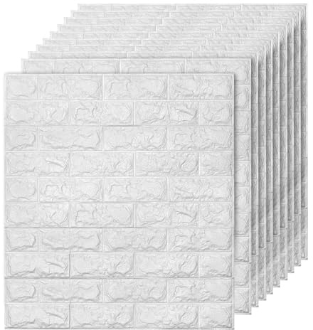 GREENSAPPIRE 10PCS Self Adhesive 3D Wall Panels – 70×77cm Thicken PE Foam Brick Wallpaper Stickers, Waterproof & Soundproof Wall Tiles for Kitchen, Bedroom, Living Room & Kids Room Decoration (10pcs)