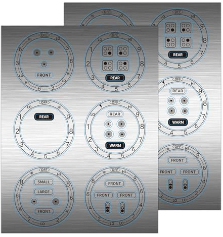 24 Silver Stove Dials Stickers, Stovetop Symbols Decals, Adhesive knob Markings Labels for Replacement Top Burner Control Dial, Range Oven Gas Burner Identification (Silver Stove Stickers 2)