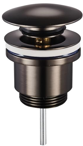 Schläfer Click-Clack Ablaufgarnitur Gunmetal-Farbe | Universal G 1 1/4 Zoll (Ø 41,9mm) für Waschtisch, mit und ohne Überlauf | Pop-up Abflussventil 4051103 Messing | Waschbecken | Waschbeckenstöpsel