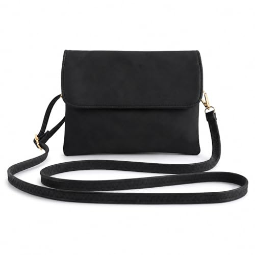 LUFFLOK Schwarze Umhängetasche Damen, Umhängetasche aus PU-Leder mit Verstellbarem Riemen, Handtasche für Frauen und Mädchen, Kleine Handtasche Tasche Crossbody Bag für Arbeit Reisen