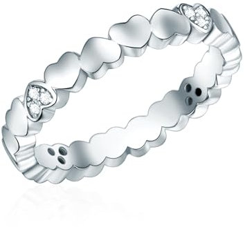 Rafaela Donata Damen-Ring in Herz-Form 925/- Sterling Silber Zirkonia weiß - Feundschaftsringe Herzring Silberring Motivring Herzen mit Stein