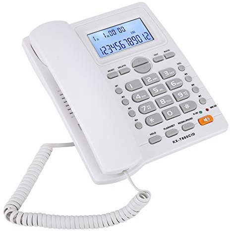 Schnurgebundenes Telefon mit Freisprecheinrichtung,tragbarem Desktop,LCD Display/große Taste/Stummschaltzeit/Nebenstelle mit Zwei Anschlüssen/Taschenrechner Festnetztelefon,für Zuhause,Büro(Weiß)
