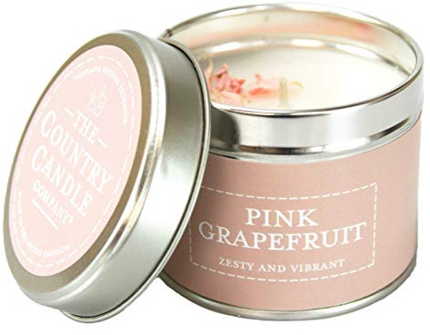 The Country Candle Company Pastels Tin Candle – Pink Grapefruit Scented, Up to 35 Hours Burn Time