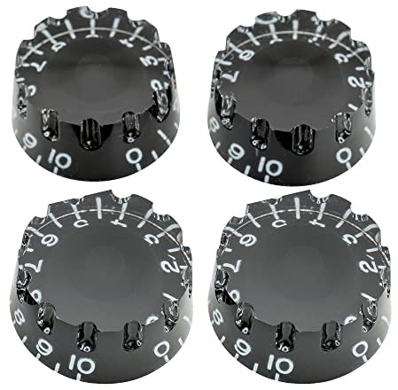 Musiclily Pro Imperial Zoll Größe Knurled Gitarre Knöpfe Potiknöpfe Speed Knobs für USA Les Paul Style E-Gitarre, Schwarz (4er Set)