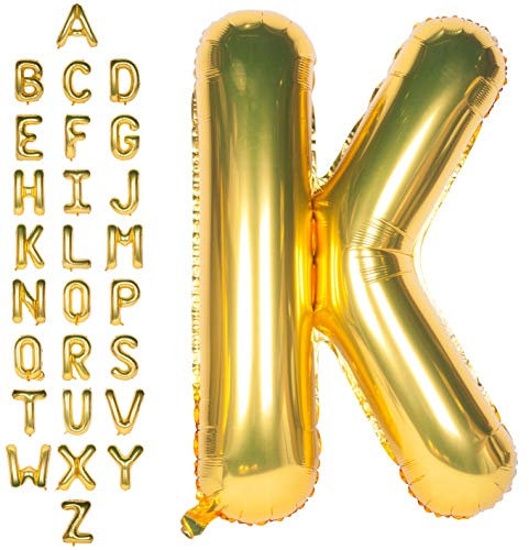 CHANGZHONG Große Mylar Folie Helium Brief Luftballons 40 Zoll Gold Luftballons Alphabet Buchstaben für Geburtstag Brautdusche Jubiläumsdekorationen(Letter K)