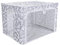 Periea ‘Beau’ Folding Collapsible Stackable Fabric Home Storage Boxes with Steel Frames (Grey Damask, Large)