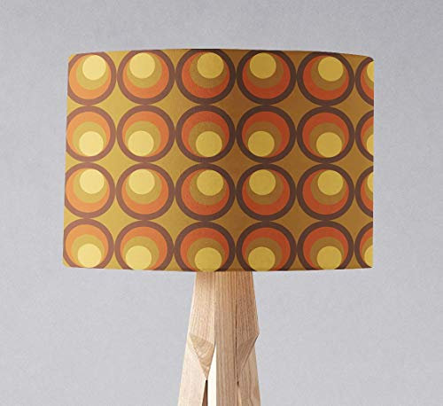 Senffarbener, orangefarbener und gelber Retro-Kreise-Lampenschirm, Decken oder Tischlichtschirm