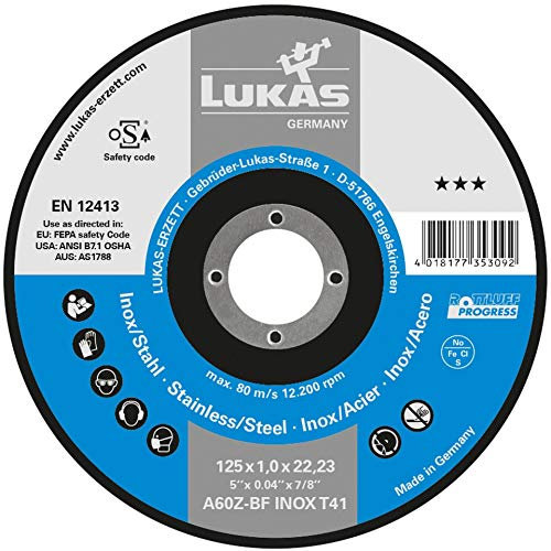 Lukas A46Z-BF Lot de 25 disques à tronçonner T42 pour acier inoxydable 180 x 1,6 mm