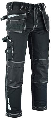 MS9 Mens Work Cargo Combat Holster Pockets Tactical Working Work Trouser Trousers Pants Jeans Black