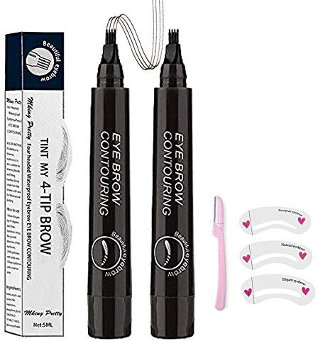 Penna Per Sopracciglia Penna Per Sopracciglia Microblading Matita Per Sopracciglia a 4 Punti Trucco Duraturo Copertura Per Sopracciglia Aree Sparse Penna Per Sopracciglia Impermeabile con RegaloPenna