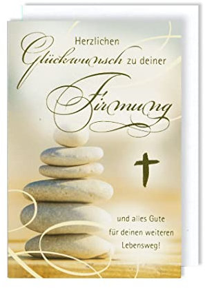 Firmung Karte Grußkarte Foliendruck Steine Wegweiser Lebensweg 16x11cm