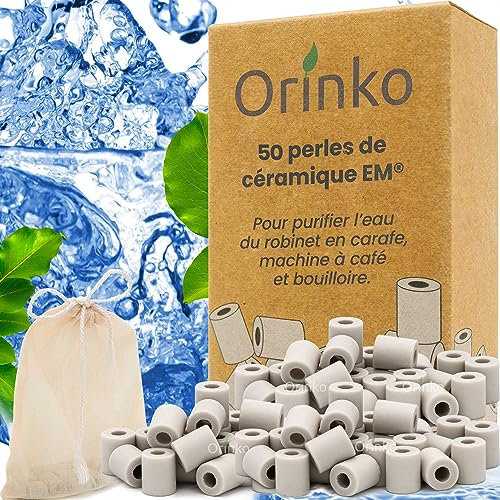 orinko - 50 Perles de Céramique EM - Améliorent la Qualité de l’Eau - Réduises Les Dépôts Calcaires - Parfaites pour Machine à Laver, Lave Linge & Carafe, Bouteille, Gourde, Cafetière, Bouilloire