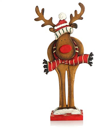 com-four® Dekorativer Aufsteller für Weihnachten - Rentier aus Holz zum Hinstellen - Christmas Aufsteller zum Dekorieren und Verschenken (01 Stück - Rentier 25cm)