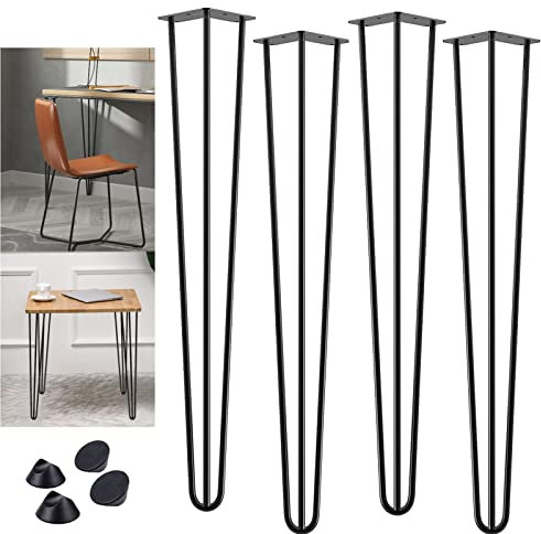 DICN Pieds en épingle à Cheveux de 86 cm, Robustes avec Pieds de Protection du Sol et vis, pour Bureau Standard, Pieds de Table de Salle à Manger