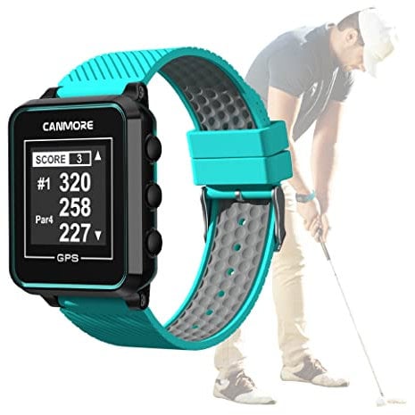 CANMORE TW356 Orologio GPS da golf per uomo e donna, aggiornamento gratuito di oltre 41.000 campi precaricati in tutto il mondo, display LCD ad alto contrasto, chip IC di aggiornamento, Turchese