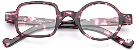 KoKoBin Lesebrille rund quadratisch HD Lesebrillen Rahmen ultraleichte bequeme Federscharnier Herren- und Damen brille (Lila Leopard, 3.5)