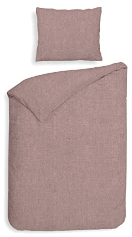 Heckett & Lane Flanell Bettwäsche 135x200 Franela Shady Pink Altrosa Uni Melange