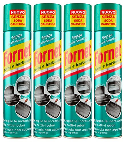 Fornet - Sgrassatore Spray per Forni e Barbecue, Formula non Aggressiva, Senza Soda Caustica, 300ml x 4 Pezzi