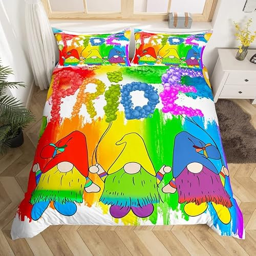 Liebe ist Liebe Drucken Bettbezug Set Regenbogen Pride Muster Bettwäsche Set 135x200cm Multicolor Betten Set für Kinder Kinder Jungen Mädchen Mikrofaser Zimmerdekoration Bettzeug
