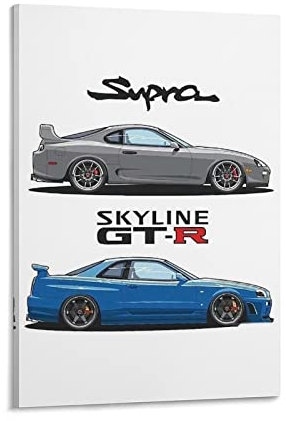 Legends Jdm Auto-Poster Nissan Gtr R34 und Supra MK4 Poster Dekorative Malerei Leinwand Wandposter und Kunstbild Druck Moderne Familie Schlafzimmer Dekor Poster 30 x 45 cm