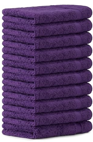 Luckytowel Gästehandtücher 30x50 cm – Oeko-TEX Gästehandtuch aus 100% Baumwolle mit 600 g/m² – Kleine Handtücher mit Aufhängeschlaufe – flauschig & saugstark – Gästetücher Set – 10er Pack Lila