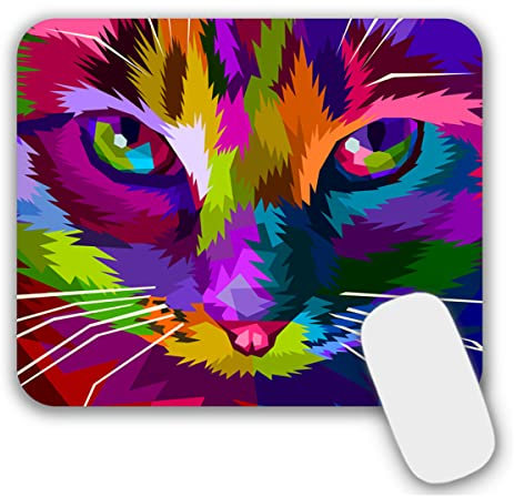 AOKSUNOVA Petit Tapis de Souris avec Motif Chat - 24 x 20 cm - Motif Animaux - Multicolore - Lavable