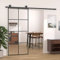 Festnight Porte coulissante Verre,Porte coulissante Interieur Verre,Porte coulissante en Verre Interieur avec Rail,vitre Verre coulissante 90 x 205 cm-4x2 Grilles -Transparent-Noir