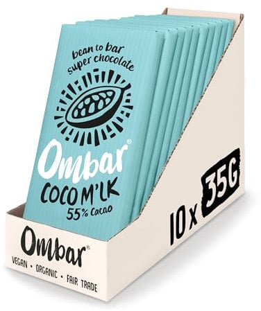 Vegan Chocolate - Ombar Coco M’lk 55% Cacao Chocolate (35g x 10 Bars) Organic, Fair Trade, Dairy Free and Gluten Free Chocolate