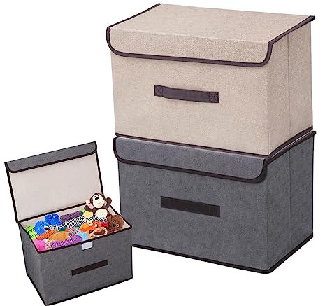 kuivoo 2PS Pet Toy Storage with Lid,Personalised Dog Cat Toy Box Storage Basket Bin Organizer,Perfect Fabric Collapsible Box for Organizing Dog Cat Puppy Toys and Food