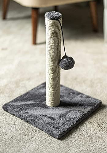 Marco Paul Heavy Duty Cat Scratching Post Large Cat Scratching Board Stretch, Stable and Strong Kitten Hanging Ball Vertical Pole and Soft Plush Base Towers for Indoor Cats Play - 40cm