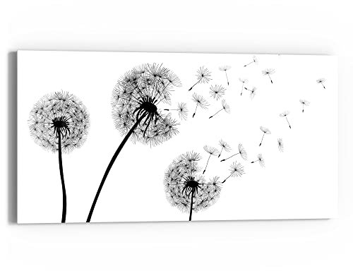DEQORI Glasbild Echtglas | Motiv Schwarze Pusteblumen | horizontal einteilig 60x30 cm | schöne Dekoration | Wandbild für Wohnzimmer, Schlafzimmer, Flur & Küche | moderne Wanddeko