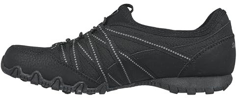 Skechers Bikers Lite Relive, Zapatos sin cordones Mujer, Black Mesh/ Duraleather/ Charcoal Trim, 35.5 EU