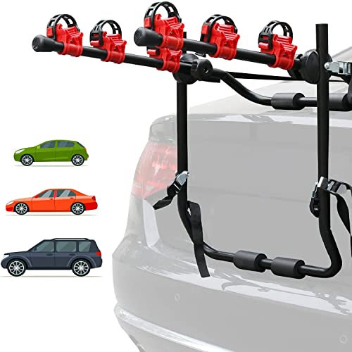 YORKSHIRE HOMEWARE Bike Carrier with Straps | Bicycle Bike Car Cycle Carrier Rack | Adjustable Car Bike Rack |Trunk Mount Bike Rack |Universal Fitting Saloon Hatchback Estate (3 bike carrier)