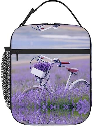 PIXOLE Lavender Field - Lonchera retro para adultos, para oficina, trabajo, lonchera para hombres y mujeres, lonchera portátil reutilizable con aislamiento