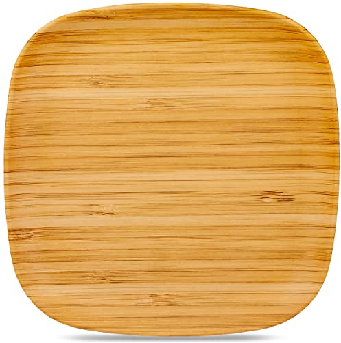 alles-meine.de GmbH Geschirr Motiv & Artikel wählbar 4 Stück - kleine Kunststoff - Teller/Speiseteller - Holz Muster - Ø 20 cm - 4 eckig/quadratisch/rechteckig - Esstel..