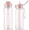 Personalised Water Bottle with Straw 800ml Water Bottle, BPA Free Leakproof Lockable Flip Lid Drink Bottle Sports Gym Hiking School Camping Office Walking, Pink