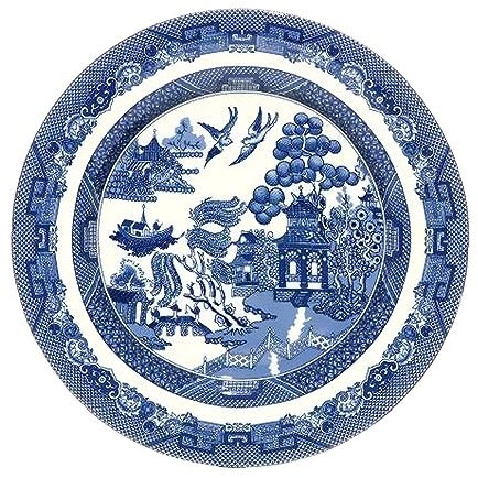 UNIQUE HOME LIVING Ceramic Blue Willow 27cm Dinner Plate Vintage
